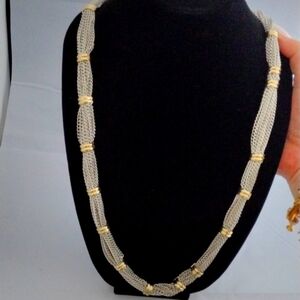 Silver tone chain with goldtone accents